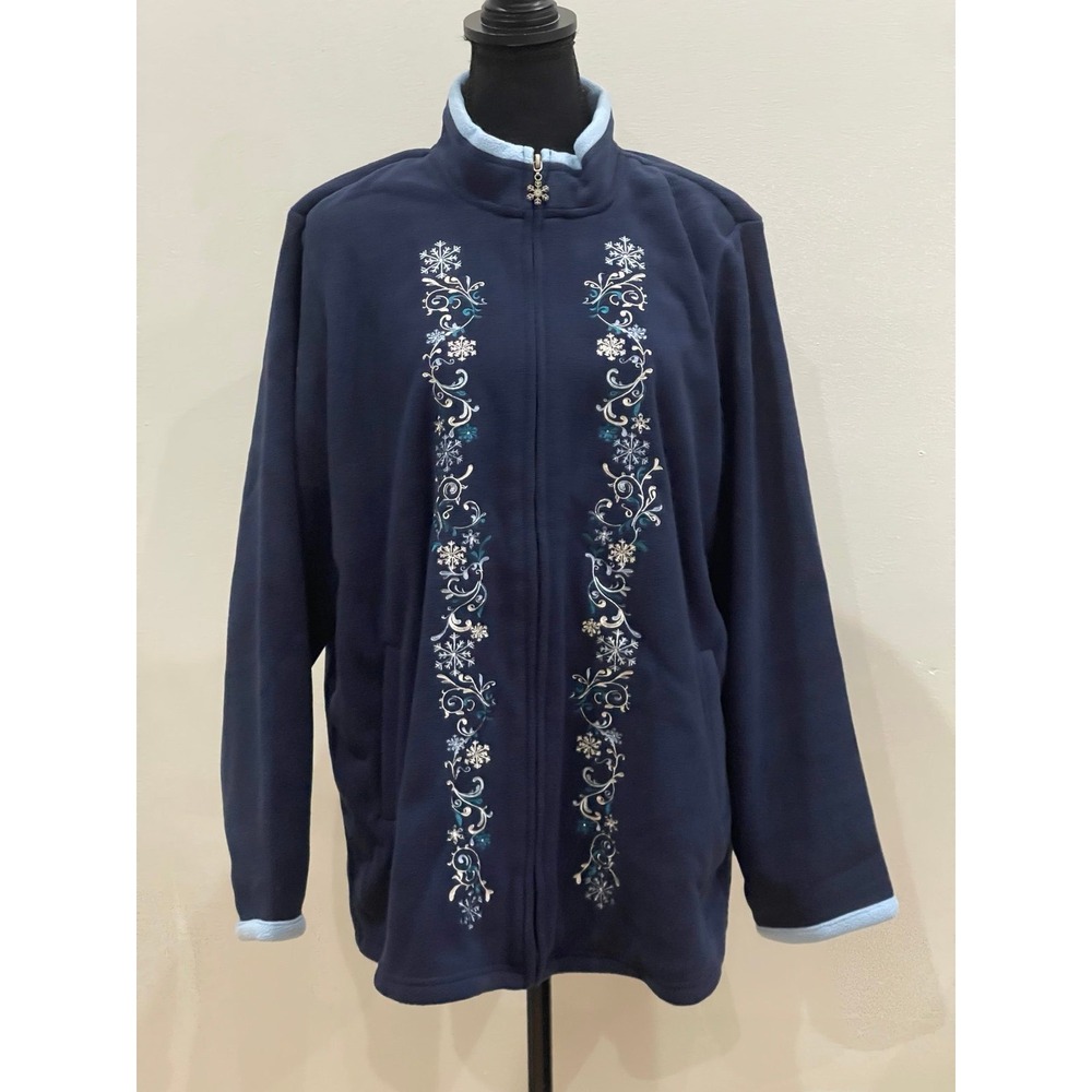 D&Co 1X Navy Full‎ Zip Winter Inspired Fleece with Pockets